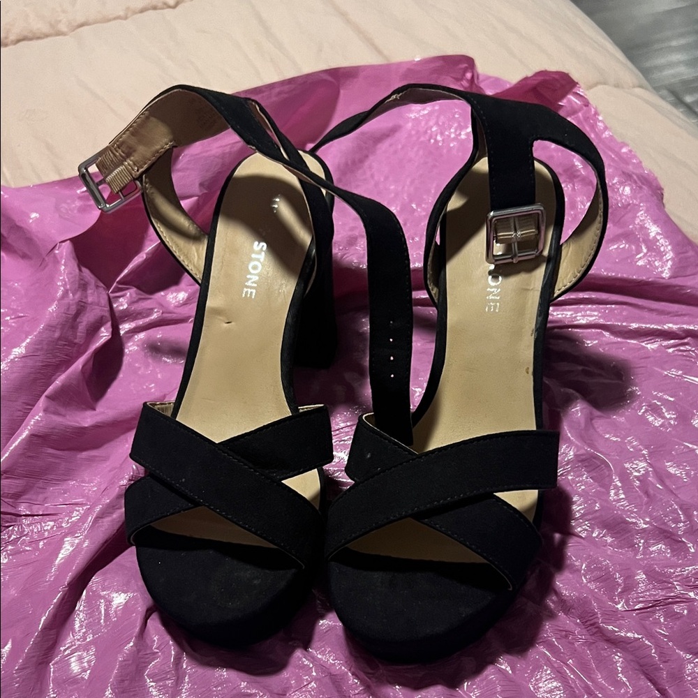 Sun and Stoke Women's Black Strappy Heels